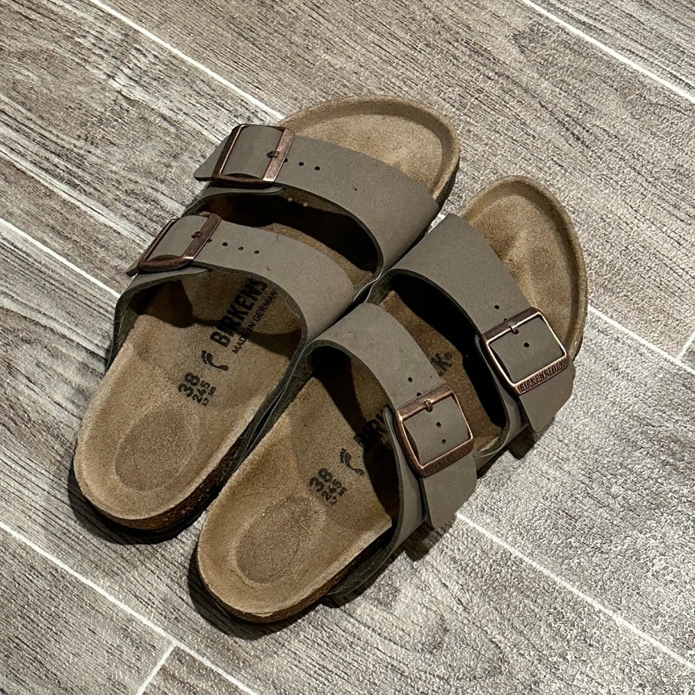 Grey Birkenstocks size 7